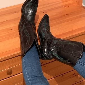 Women’s Black and Teal Cowboy Boots